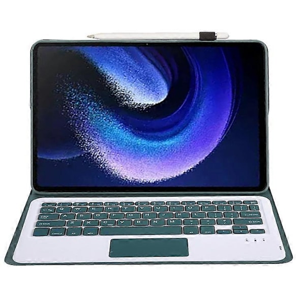 A0N7-A Kompatibel med Xiaomi Pad 6 / Pad 6 Pro PU Lær Tablet Case Slim Folio Stativdeksel med Touchpad Avtakbart Tastatur DarkGreen