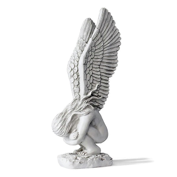 Vita Änglar Harts Keruber Staty Figur, Bedårande Ängel Skulptur Minnesstaty Inomhus Heminredning