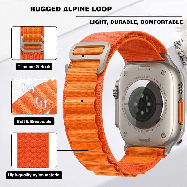 5 kpl rannekkeita Ultra Band 49 mm, 45 mm, 44 mm, 42 mm:lle, Trail Loop -nylonurheiluranneke sarjoille 8 ja 7