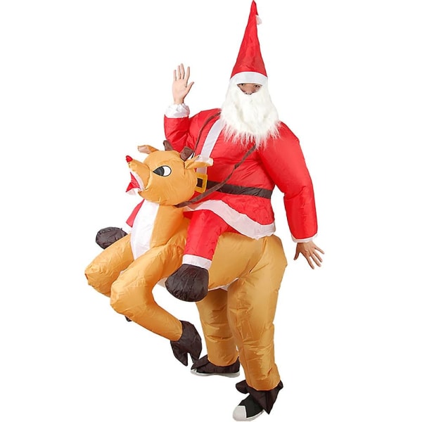 Oppustelig Julemand Kostume til Voksne Cosplay Jul Dyr Anime Udklædning Ridende på Rensdyr Luft Oppustelig Karneval Kostumer Riding Santa Claus