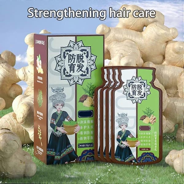 Ingefærplanteekstrakt Anti-Hårtab Hårshampoo, Ingefærshampoo til Hårvækst, Ingefær Anti-Hårtab Hårshampoo til Alle Hårtyper 2Boxes-20pcs