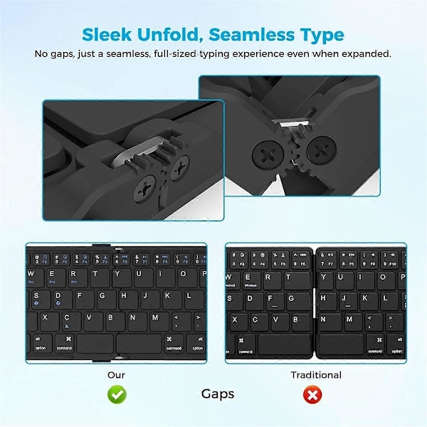Sammenleggbart Bluetooth-tastatur, universelt sammenleggbart tastatur for mobiltelefoner og nettbrett, kan enkelt Sw