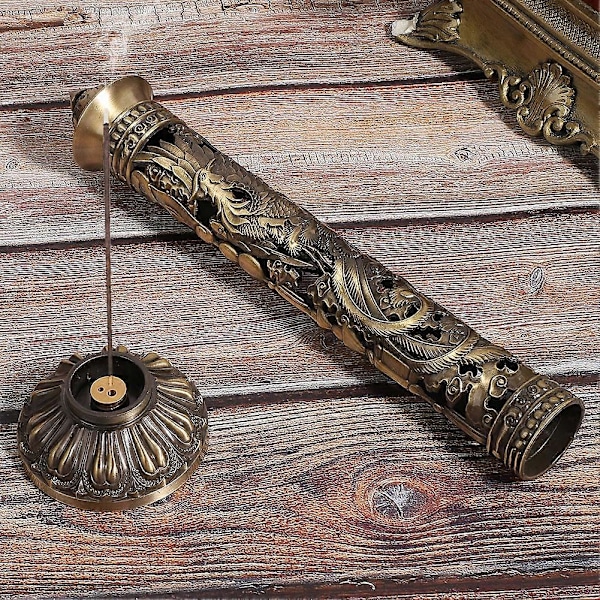 Røkelsesbrenner Bronsetone Drage Phoenix Relief Håndverk Ornamenter Te Rom Dekor