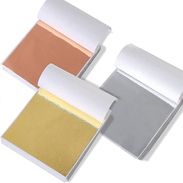 300 Ark Imitation Guld Silver Folie Papper Förgyllning DIY Konst Hantverk Papper Födelsedagsfest Bröllop Smärta