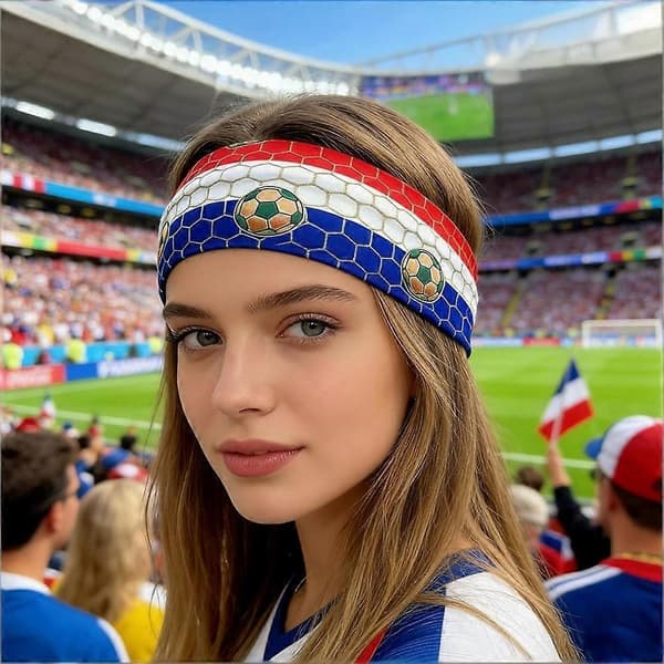 Kampdagspræstation: Flagprint Strækbart Pandebånd - Svedabsorberende til Fans style2