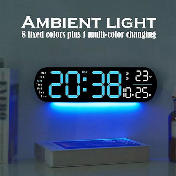 Sakerplus Multifunktionel LED-displayur, Digitalt vægur blue