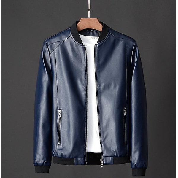 Læderjakke Herre Bomber Motorcykel Pu Jakke Plus Størrelse 8xl Afslappet Vintage Sort Biker Lomme Lynlås Jakker M