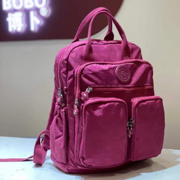 Fashionabla Damer Ryggsäck Vattentät Nylon Mjukt Handtag Solid Multi Ficka Rese Dragkedja Damer Skolväska Cyanosis 11.4x3.9x14.6inches