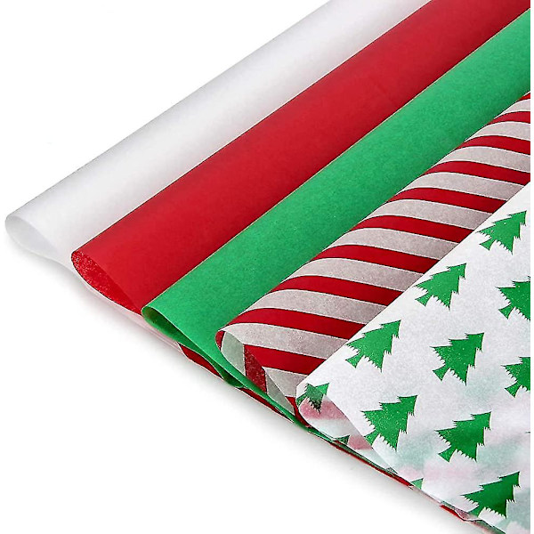 Julegavepapir af silkepapir, 120 ark, 35 x 50 cm, hvid