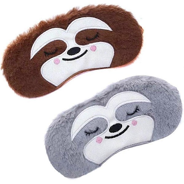 2-pack Söta Djur Sovmask för Flickor Söt Tecknad Mjuk Plysch Ögonbindel Sovmask