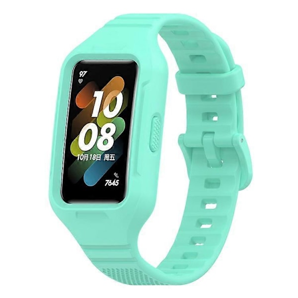 Kompatibel med Huawei Band 6 / 7 / 8 Sports Silikon Klokkereim med Deksel Green