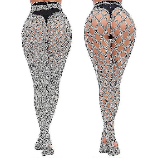 Dam Hög Midja Tights Fisknätsstrumpor Lårhöga Tights