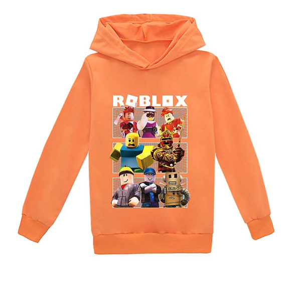 Roblox hættetrøje til børn termisk hættetrøje med tryk orange 100cm