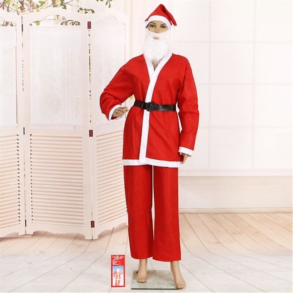 Jul Tomtedräkt Set Jultomte Kostym Tomte Cosplay Skägg Tomtedräkt För Män Julfest Kostym