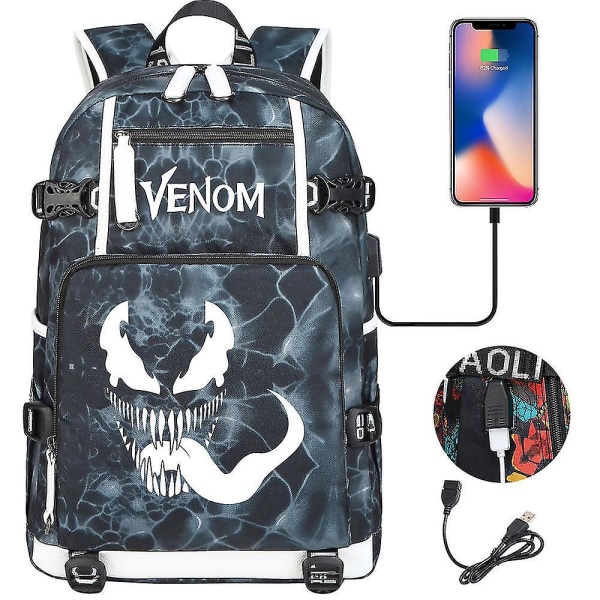 Venom Fashion Tryckt Usb Ungdoms Skolväska (2-114) Color-13