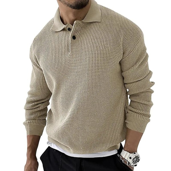 Herre Sweater Strikket Polo Trøjer Efterår Vinter Revers Ensfarvet Strikket Pullover Social Streetwear Casual Business Herre Tøj Sky Blue XXL