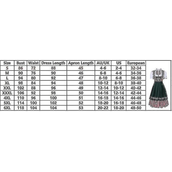 Snabb Leverans Kvinnor Traditionell Oktoberfest Kostym Tysk Ölhustru Dirndl Klänning Med Förkläde Cosplay Kostym Party Klänning Xs-6xl Plus Storlek XXXL