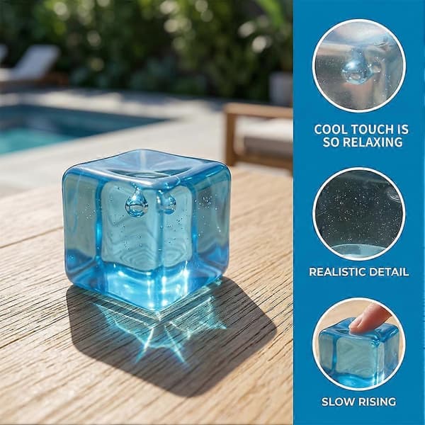 Transparent isbit Fidget-leksak - 4 cm mjuk studsande blå stresslindrande kub Blue 3 3pcs