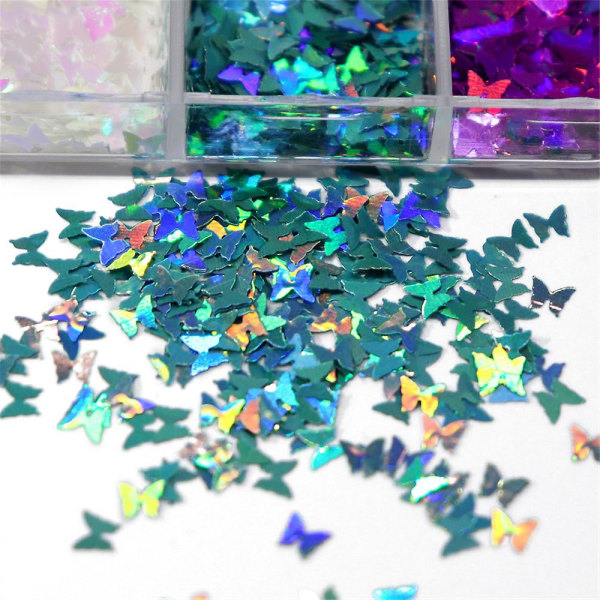 12 Rum/æske Perlemorsfarve Sommerfugl Glitter Holdbar Manicure Neglekunst Pailletter Til Hånddekoration Neglekunst Forsyninger