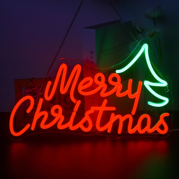 Merry Christmas Neonskylt Led Tomteluva Neonljus för väggdekor Glödskyltar för hemfest i sovrummet God Juldekorationer USB Merry Christmas