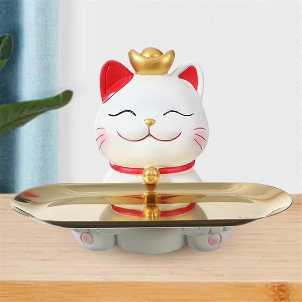 Lyckokatter Staty Ornament Diversebehållare B