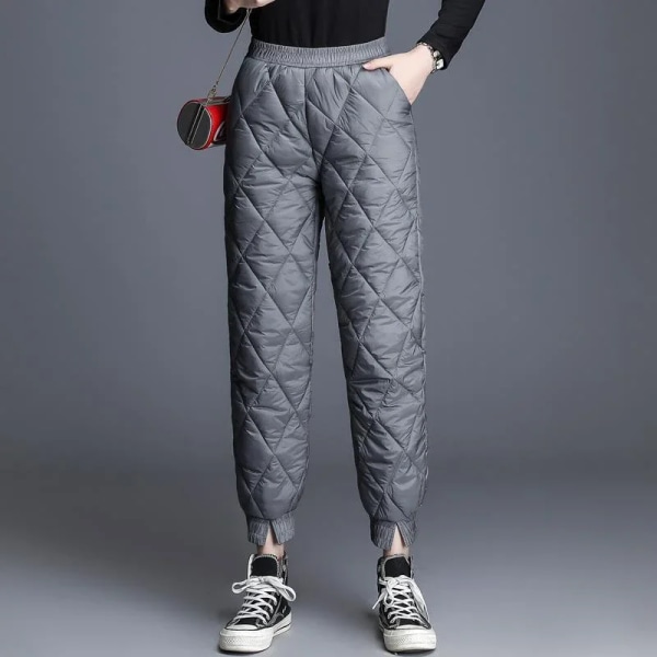 Dam Vinter Varma Dun Bomullsbyxor Koreanska Vindtäta Vadderade Quiltade Byxor Elastisk Midja Mjukisbyxor Varma Quiltade Joggingbyxor 3 XXL