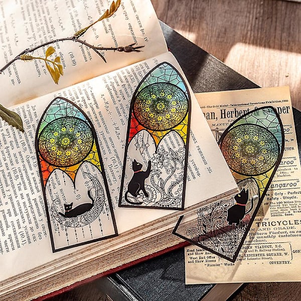 6 st Svarta Katt Läslägg Bokmärken Scrapbook Dekorationer Lärargåvor Skolmaterial