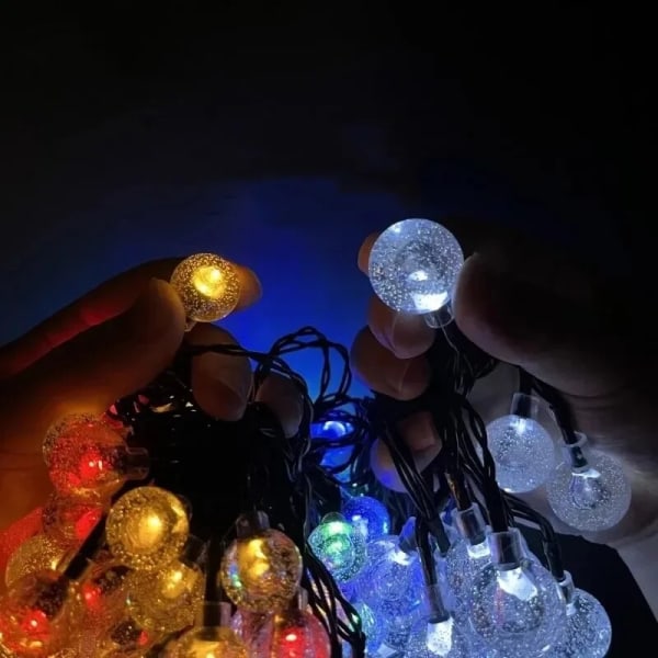 Solcelle Lyslenke Utendørs 200 LED Krystallkule Lys Vanntett Solcelle Festong Fairy Lys for Hage Jul Ramadan Dekor 22M 200LEDs Yellow