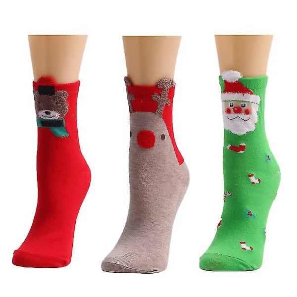 3/6 par Fluffy Bear Sokker Dame Santa Cotton Quarter Sokker 3 Pairs