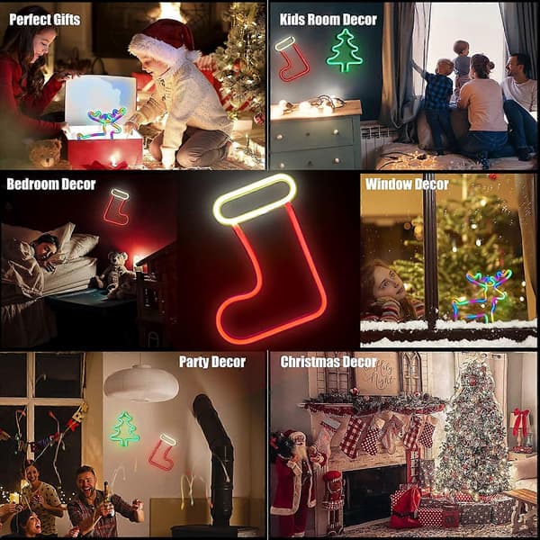 Neonskyltar Neonskyltar för Sovrum Barnrum Vardagsrum Bar Fest Helg Jul Vinter (Julgran)