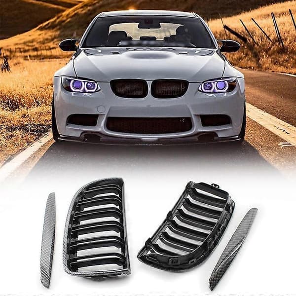 Bil Kulfiber Look Front Kidney Grill Dobbelte Lameller til 3 Serie E90 E91 2005-2008