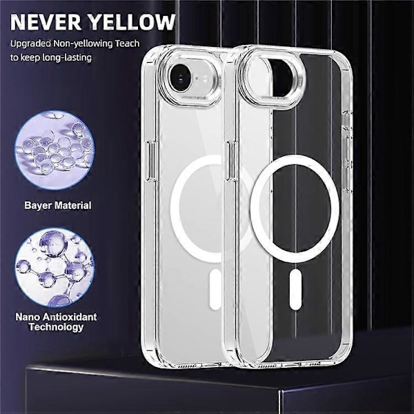 Kompatibelt deksel for iPhone 16e TPU+PC Transparent Magnetisk Telefondeksel Transparent