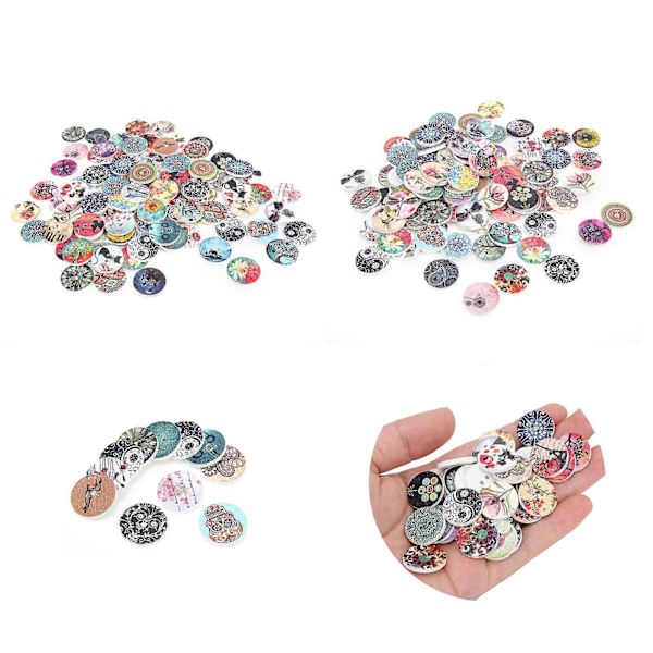 200 kpl Puisia Käsintehtyjä Nappeja 2 Reikää Pyöreä Muoto Puiset Ompelunapit DIY Askarteluun 20mm