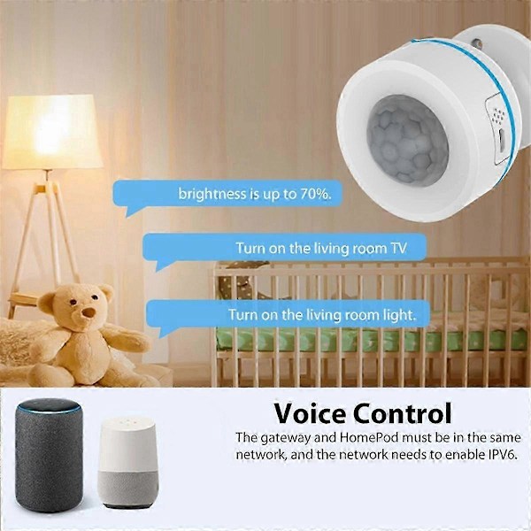 Trådløs Smart Bevegelsessensor med PIR Infrarød Deteksjon, Matter Thread Kompatibel, Fungerer med Alexa for Tuya