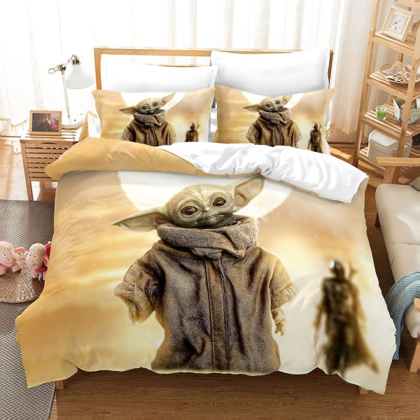 Mandallo 18# Tecknad Digitaltryck Mandalorian Täcke Tre Delar Set Yoda Baby 220cm