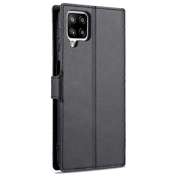 AZNS Læder Etui Kompatibel Med Samsung Galaxy A12 Wallet Mobiltelefon Beskyttelsescover Black