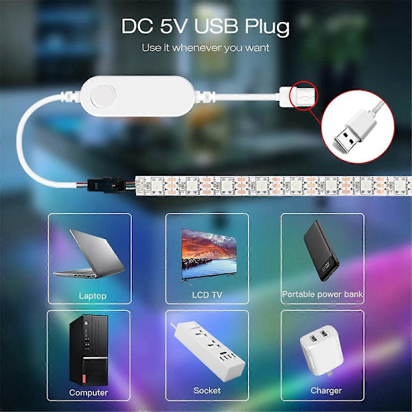 WLED ESP32 Mini LED Strip Controller RGB IC Digital med Mikrofon-tilstand DC5V USB Dynamisk WS2811 WS2812/B