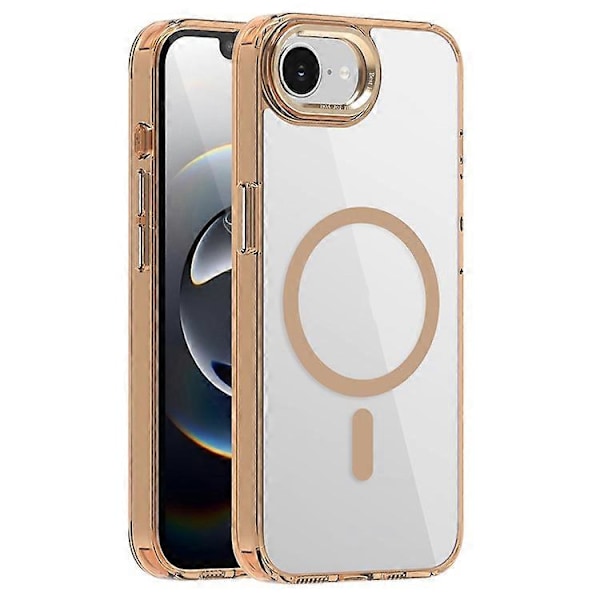 Kompatibelt deksel for iPhone 16e TPU+PC Transparent Magnetisk Telefondeksel Gold