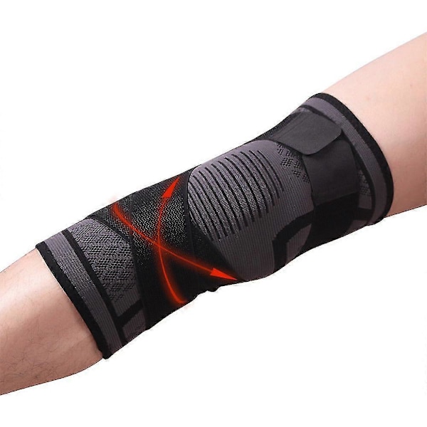 Justerbart knästöd 3D Kompression Gym Knäskydd Ärm, svart Xl