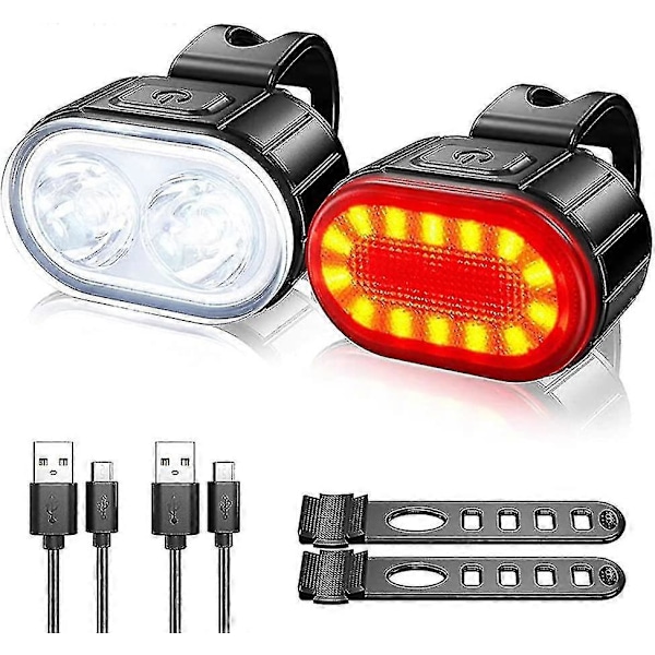 Cykelbelysningsset, Ipx4 Vattentätt LED Cykelbelysningsset Cykelbelysning, USB Uppladdningsbar Cykelbelysning Fram Bakljusset Landsvägscykelbelysning, Cykelbelysningsset För Bi