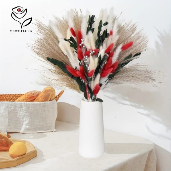 88 stk. Fluffy Pampas Tørrede Blomster Buket Hjem Juledekoration Kunstige Blomster Kanin Hale Græs Bryllupsfest Dekor Auburn
