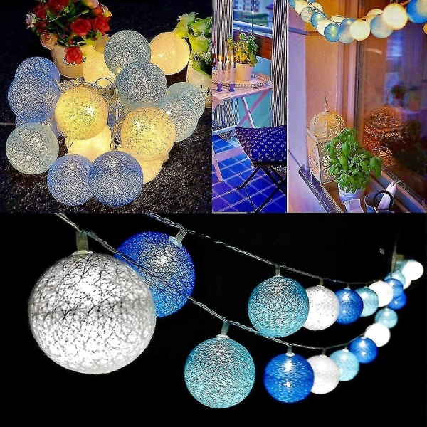 Ljusslinga Bomullsbollar Batteri - 3,3m 20 LED-lampor Sovrumsbelysning Blue starry sky