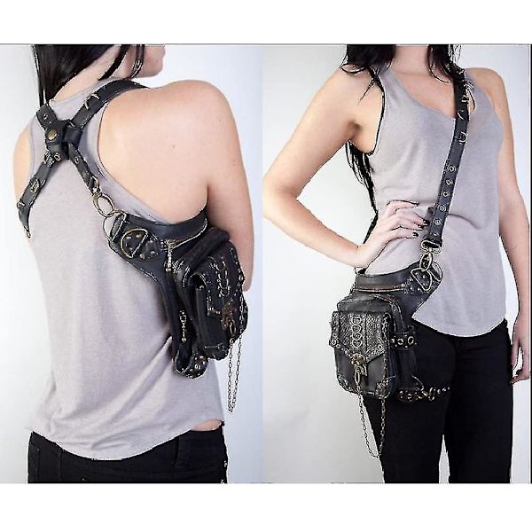 Retro Kvinder Mænd Gotisk Rock Læder Steampunk Taske Steam Punk