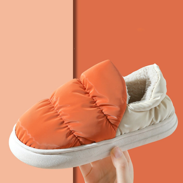 Varma mjuka bomullstofflor för inomhusbruk, halkfria par-tofflor för vintern Orange 42-43(10-10.2inch)