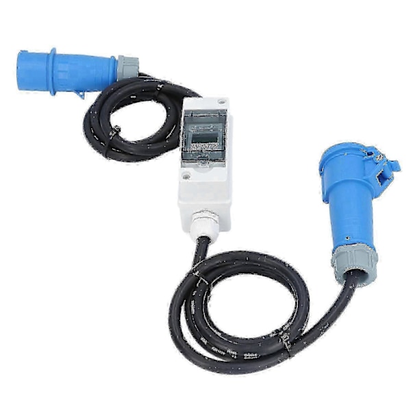 AC 220V 16A 3-pins CEE-kontakt med LCD Digital Måler Digital Strømmåler for Bobil Elektrisk Bil
