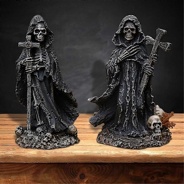 Skelet Figur Ond Grim Reaper Til Halloween Hjemmekontor Indretning Resin Statue Skulptur Ornament B