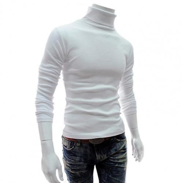Toppar Tröjor Stickad Pullover Långärmad Polokrage Herr Pullover Mjuk Stretchig Stickad Tröja För Höst Vinter Stickade Tröjor White XL