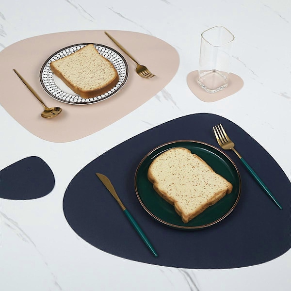 Set med 4 Placemats i Läder, Torkbara och Tvättbara för Inomhus/Utomhusbruk