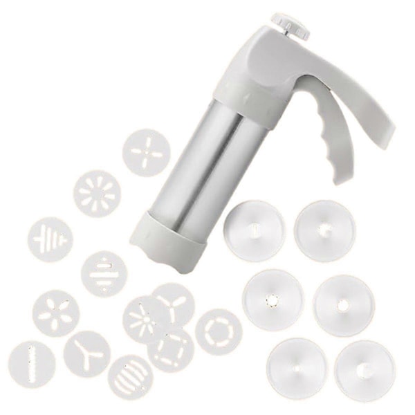 Kakpress-kit för DIY-kexmakare och dekor med 12 matlagningsdekorationsskivor och 6 trattformade spritsar