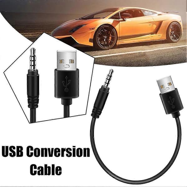 3,5 mm AUX lyd til USB 2.0 hann ladekabeladapterledning for bil M